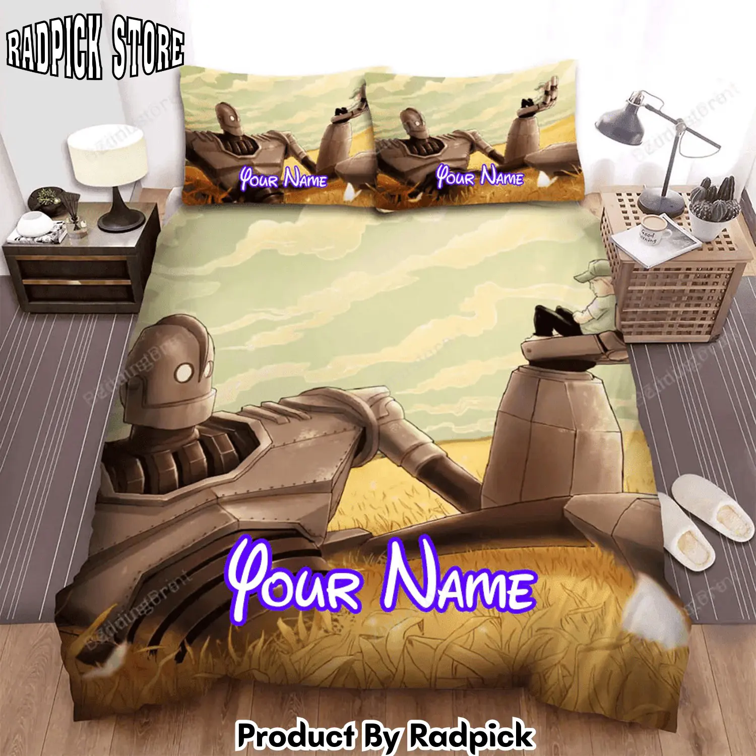 Radpick the iron giant enjoying movie poster bed sheets duvet cover personalized name bedding sets rp3271212